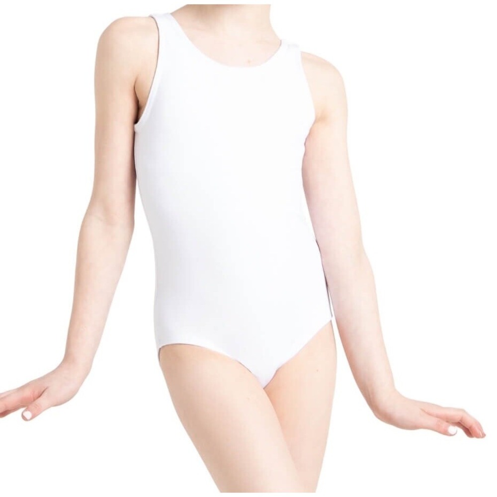 NWT Capezio The‎ Dancemaker Youth Girls Tank Leotard White Large 12